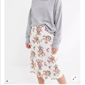 Urban Outfitters Slinky Floral Satin Slip Skirt